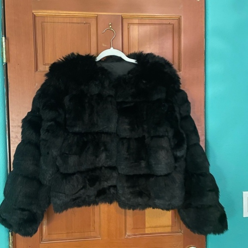 Black faux fur coat - never worn